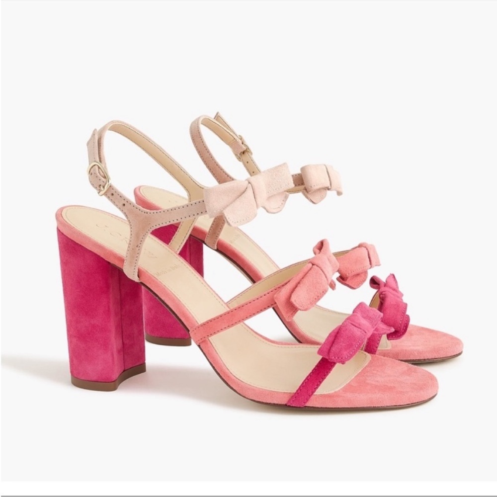 J. Crew Stella pink bow-embellished heels, size 8.5